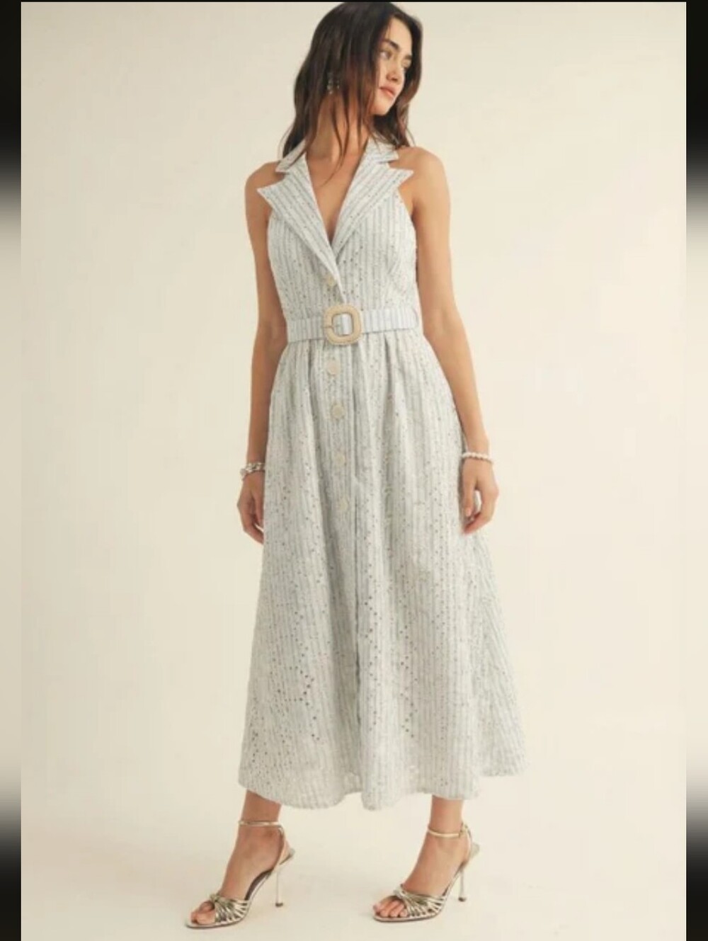 Just Me MIRELLA EYELET MAXI DRESS- M